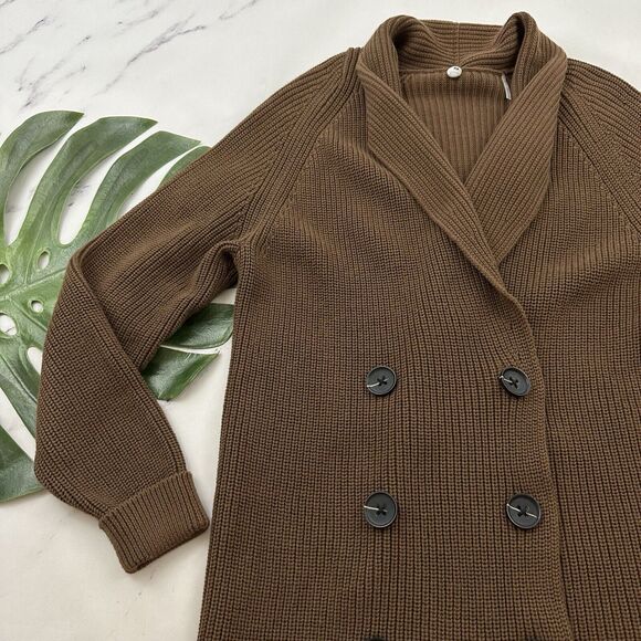 Margaret O'Leary Womens Shawl Collar Cardigan Sweater Size XS Brown Chunky Knit - Picture 4 of 12